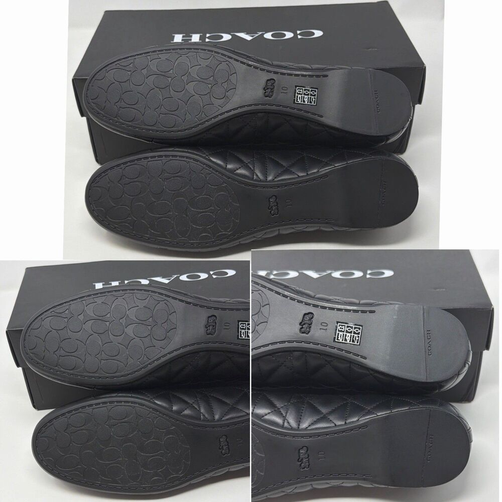 NIB Coach Allyson Quilted Ballet Flats Black Leather Women’s Size 10B AUTH - Picture 15 of 16